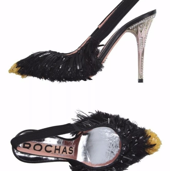 $1995 Rochas Fringe Runway Slingbacks - Picture 2 of 11